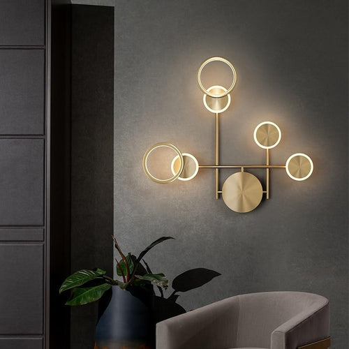 Load image into Gallery viewer, Gold Wall Lamp Acrylic Ring