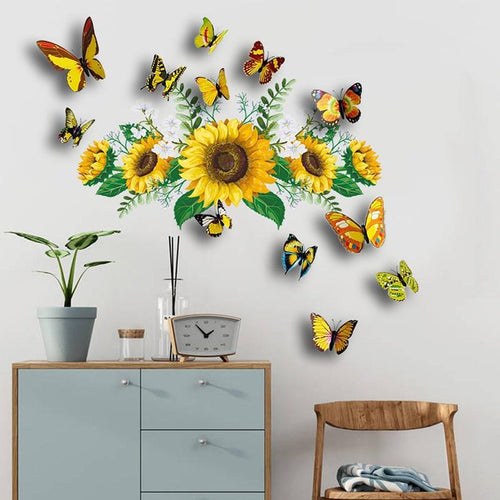 Load image into Gallery viewer, Butterfly Sunflower Wall Sticker