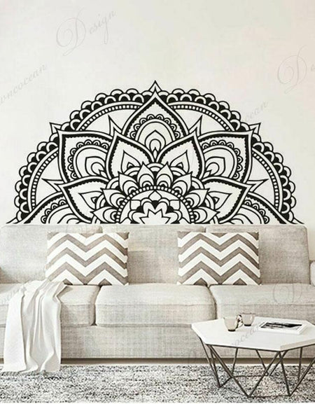 Half Mandala Lotus Flower Wall Sticker