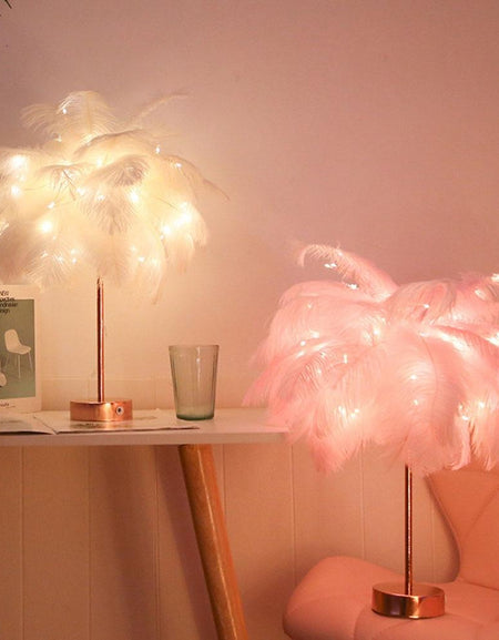 Remote Control Feather Table Lamp