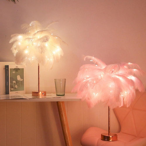 Load image into Gallery viewer, Remote Control Feather Table Lamp
