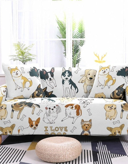 Puppy Dog Pattern Elastic Sofa