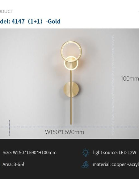 Gold Wall Lamp Acrylic Ring