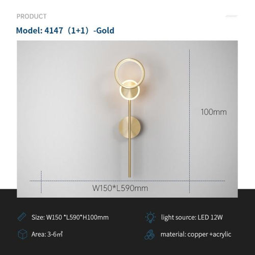 Load image into Gallery viewer, Gold Wall Lamp Acrylic Ring
