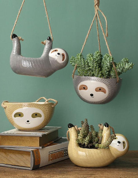Creative Sloth Ceramic Hanging Flower