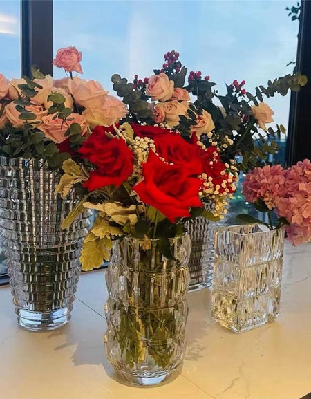 diamond glass vase black blue unique