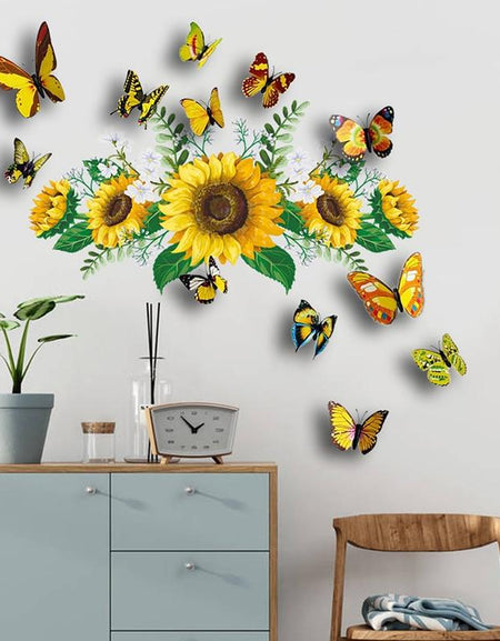 Butterfly Sunflower Wall Sticker