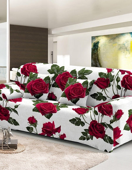 Stretch Dust-proof Sofa Elegant Rose Flowers Design Couch